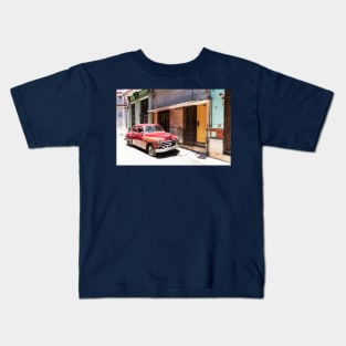 Red Cuban Car In Havana, Cuba Kids T-Shirt